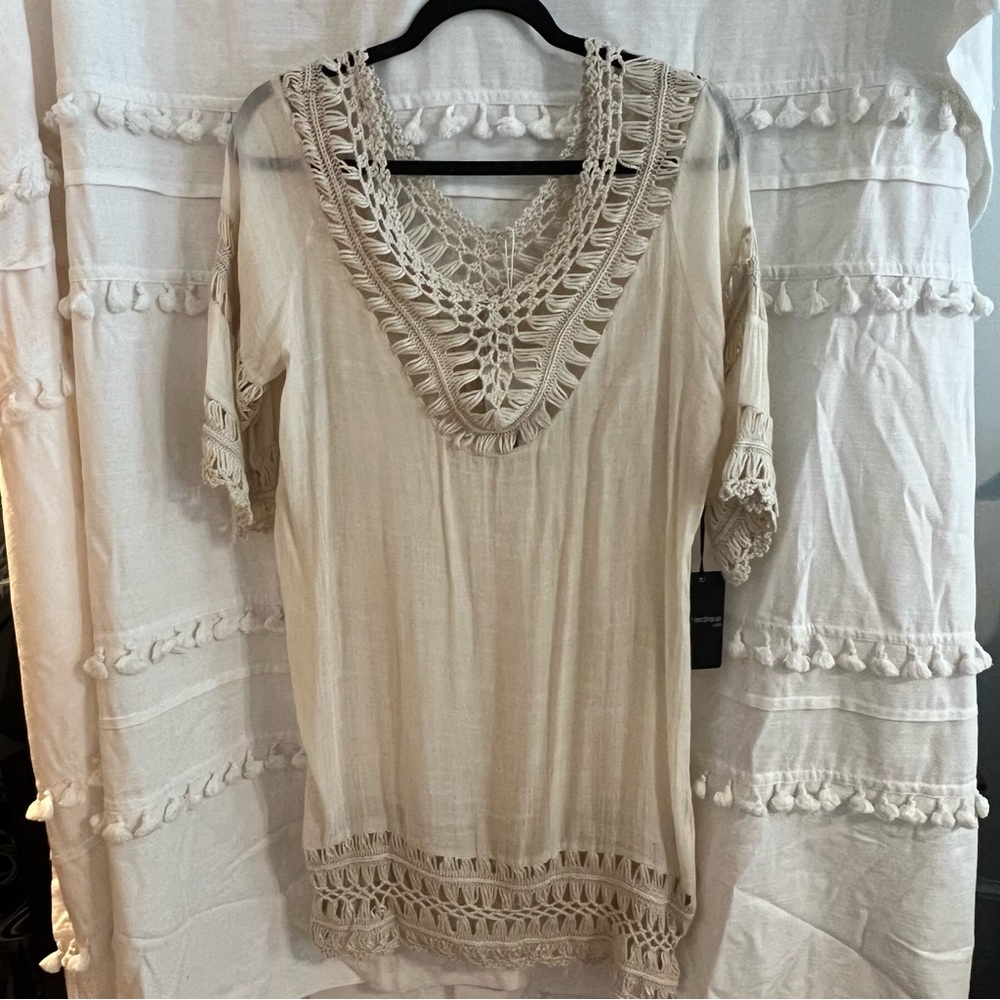 Cream Crochet Tunic